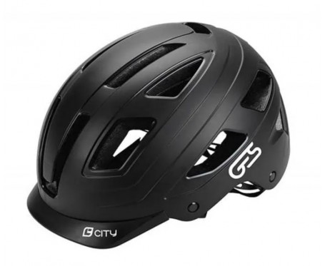 GES CITY HELMET WITH LIGHT BLACK L 59-61cm